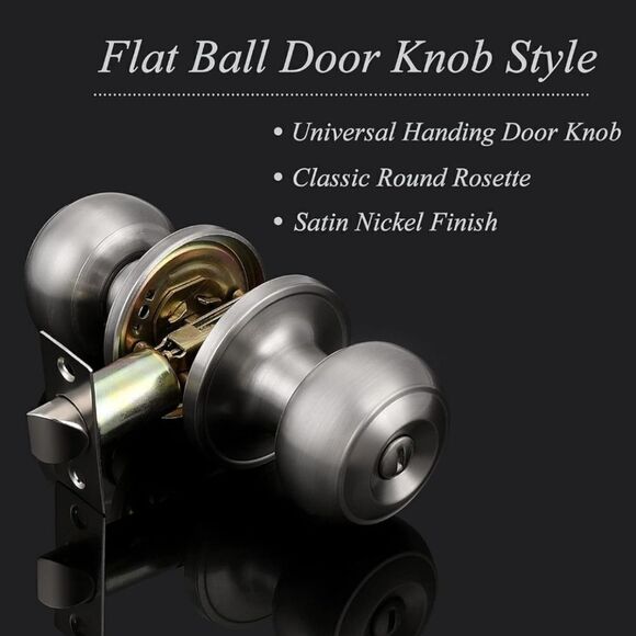 NWT, Brushed Nickel Finish Door Knob - Picture 1 of 2